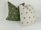 hmong pillow, green and white pillow, green woven illow | Pillows by Velvet Fringe