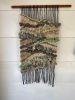lime green neutral brown knotted weaving | Tapestry in Wall Hangings by Wolfpit Studio. Item made of wood with cotton works with boho & contemporary style