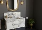 Calacatta Monet Marble Sink with Backsplash | Custom design | Water Fixtures by AYMARBLEDESIGN LLC