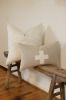 White Linen with Grey Mini Plaid Check Pillow 24x24 | Pillows by Vantage Design