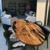 Oval Dining Table | Custom Epoxy Resin Table | Tables by Ironscustomwood. Item made of wood with metal