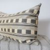 Striped Grey Squares On Natural Linen Pillow Set of 2  - 20x36 | Pillows by Vantage Design