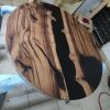 Custom 38 " Round Dark Walnut Wood | Black Epoxy Dining | Dining Table in Tables by LuxuryEpoxyFurniture. Item composed of wood & synthetic