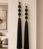 Black Gold Macrame Wall Hanging, Extra Long Tassel Wall Tapestry, Modern Fiber Art | Wall Hangings by İnanç Yılmaz