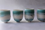 Reef Turquoise porcelain ceremonial cup / tumbler, minimal | Drinkware by Laima Ceramics. Item composed of ceramic compatible with minimalism and contemporary style