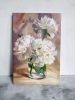 White peony art painting original, Flowers oil painting | Oil And Acrylic Painting in Paintings by Natart. Item made of canvas & synthetic compatible with modern style