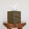 Olive Green Faux Leather Single Tissue Box Cover | Toiletry in Storage by Vantage Design