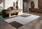 Modern Handmade Wool Area Rug, Abstract Geometric Carpet, Ivory Brown Minimalist Rug, Contemporary Living Room Floor Decor | Rugs by Swiflo