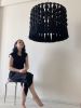Modern Custom Black Macrame Lighting - 24x20 Inch Large Bohemian Home Decoration | Handwoven Boho Chic Wall Hanging Lamp | Macrame Wall Hanging in Wall Hangings by RavaTapestryArt
