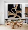 Original abstract gold black painting gold leaf abstract art | Oil And Acrylic Painting in Paintings by Berez Art. Item made of canvas compatible with minimalism and modern style