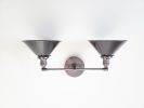 Bathroom Vanity Sconce - Dark Grey Gunmetal and Black Light | Sconces by Retro Steam Works. Item composed of metal and glass in mid century modern or country & farmhouse style