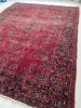LOVELY Botanical Distressed Antique Persian Sarouk | Berry | Area Rug in Rugs by The Loom House. Item made of cotton with fiber