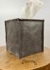 Charcoal Grey Leather Single Tissue Box Cover | Decorative Box in Decorative Objects by Vantage Design