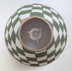 Green & Cream Checkerboard Hand Painted Coolie Lampshade | Table Lamp in Lamps by Rosie Gore. Item composed of paper