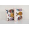 Fish Design Suzani Pillow, Set of Two Square Uzbek Tribal | Sham in Linens & Bedding by Vintage Pillows Store. Item composed of cotton