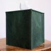 Emerald Green Leather Single Tissue Box Cover | Toiletry in Storage by Vantage Design
