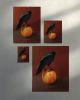 Moody Crow on Apple Print, Black Bird Wall Decor, Giclée Fine Paper | Prints in Paintings by The Ugly Cat Studio