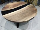 Custom 48" Diameter, Round Walnut Wood, Black Epoxy Dining | Dining Table in Tables by LuxuryEpoxyFurniture. Item composed of wood & synthetic