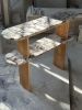 Handmade Calacatta Viola Marble & Oak Console Table - Modern Entryway Accent Shelf | Buffet Table in Tables by AEGEAN MARBLE ARTISAN ATELIER