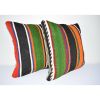 Striped Turkish Kilim Pillow 16" X 16" | Sham in Linens & Bedding by Vintage Pillows Store. Item made of cotton & fiber