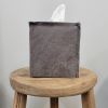 Worn Grey Matte Leather Single Tissue Box Cover | Toiletry in Storage by Vantage Design