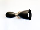 2-Armed Art Deco Sconce - Matte Black & Brushed Brass | Sconces by Retro Steam Works. Item composed of brass in mid century modern style