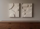 Modern Diptych Wall Art Set (2 Pieces) – Textured 3D Plaster Sculptures in Natural Brown, Minimalist Home Decoration & Housewarming Gift | Wall Sculpture in Wall Hangings by Vaiva Art Atelier
