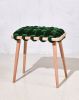 Emerald Green Velvet Woven Stool | Chairs by Knots Studio. Item composed of wood and fabric