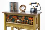 Handcrafted Tall Green Console Table with Drawer – Amanita Mushroom & Forest Motif Entryway Table | Tables by Birds and Gardens Inc