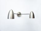 Bathroom Vanity Wall Double Sconce - Brushed Nickel Light | Sconces by Retro Steam Works. Item composed of brass in mid century modern or contemporary style
