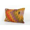 Vintage Lumbar Geometric Kilim Pillow, Tribal Vintage Kilim | Sham in Linens & Bedding by Vintage Pillows Store. Item composed of cotton and fiber
