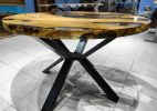 Live edge Round epoxy Table,Olive Clear epoxy Table,live | Dining Table in Tables by LuxuryEpoxyFurniture. Item made of wood with synthetic