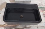 Nero Marquina Marble Sink: Rectangle Wall Mount Washbasin (16x24x5) | Water Fixtures by AEGEAN MARBLE ARTISAN ATELIER