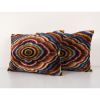 Pair Silk Ikat Velvet Pillow, Set of Two Silk Ikat Lumbar | Cushion in Pillows by Vintage Pillows Store