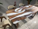 White Resin Table - Custom Epoxy Dining Table | Tables by Tinella Collection. Item made of wood & synthetic compatible with contemporary and country & farmhouse style