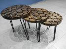 Hexagon Coffee Table Set, Round Epoxy Table, Resin Dining | Dining Table in Tables by LuxuryEpoxyFurniture. Item composed of wood & synthetic