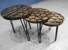 Hexagon Coffee Table Set, Round Epoxy Table, Resin Dining | Dining Table in Tables by LuxuryEpoxyFurniture. Item composed of wood & synthetic