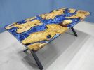 Custom Olive Ocean Epoxy Dining Room Table, River Resin | Dining Table in Tables by LuxuryEpoxyFurniture. Item composed of wood and synthetic