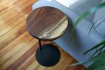 Medium Round Industrial side table, walnut 12" | Tables by Hazel Oak Farms | Amana Colonies in Amana. Item made of wood & steel