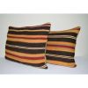 Turkish Lumbar Kilim Pillow - a Pair 18" X 24", Vintage | Cushion in Pillows by Vintage Pillows Store. Item composed of cotton