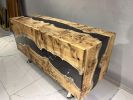 Epoxy Wood Credenza - Mappa Burl Wood Resin Credenza | Storage by Tinella Collection. Item composed of wood & synthetic compatible with boho and contemporary style