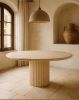 Custom Travertine Dining Table: Fluted Rounded Base, Fully Customizable | Tables by AEGEAN MARBLE ARTISAN ATELIER