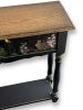 Hand-Painted Solid Wood Console Table – Custom Garden Scene Furniture, Black Entryway Console, Collectible Art | Tables by Birds and Gardens Inc. Item composed of oak wood in boho or country & farmhouse style