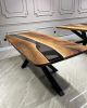 Black Transparent Epoxy Resin Table, Epoxy Dining Table | Tables by Tinella Collection. Item made of oak wood with steel works with contemporary & art deco style