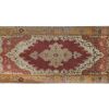 Distressed Oushak Carpet, Decorative Red and Gold Colors Rug | Area Rug in Rugs by Vintage Pillows Store. Item composed of fiber