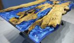 Custom Order Olive tree Sea Design Blue Epoxy Coffee Table | Dining Table in Tables by LuxuryEpoxyFurniture. Item composed of wood and synthetic