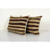 Wool Turkish Kilim Rug Pillow Cover, Set of Two Striped | Sham in Linens & Bedding by Vintage Pillows Store. Item made of cotton with fiber