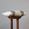 White Cotton with Embroidered Green Floral Medallion Pattern | Pillow in Pillows by Vantage Design