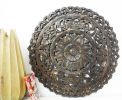 Haussmann® Teak Lotus Panel Inlay Round 60 cm H Black Stain | Engraving in Art & Wall Decor by Haussmann®