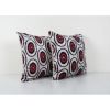 Square Silk Ikat Velvet Cushion Cover - Set of Two Red Polka | Pillows by Vintage Pillows Store